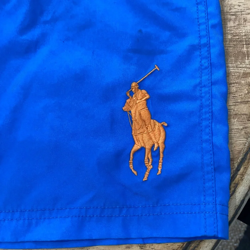 Polo Ralph Lauren Big Boys’‎ Sz L (14/16) Blue/Orange Big Pony Swim Trunks